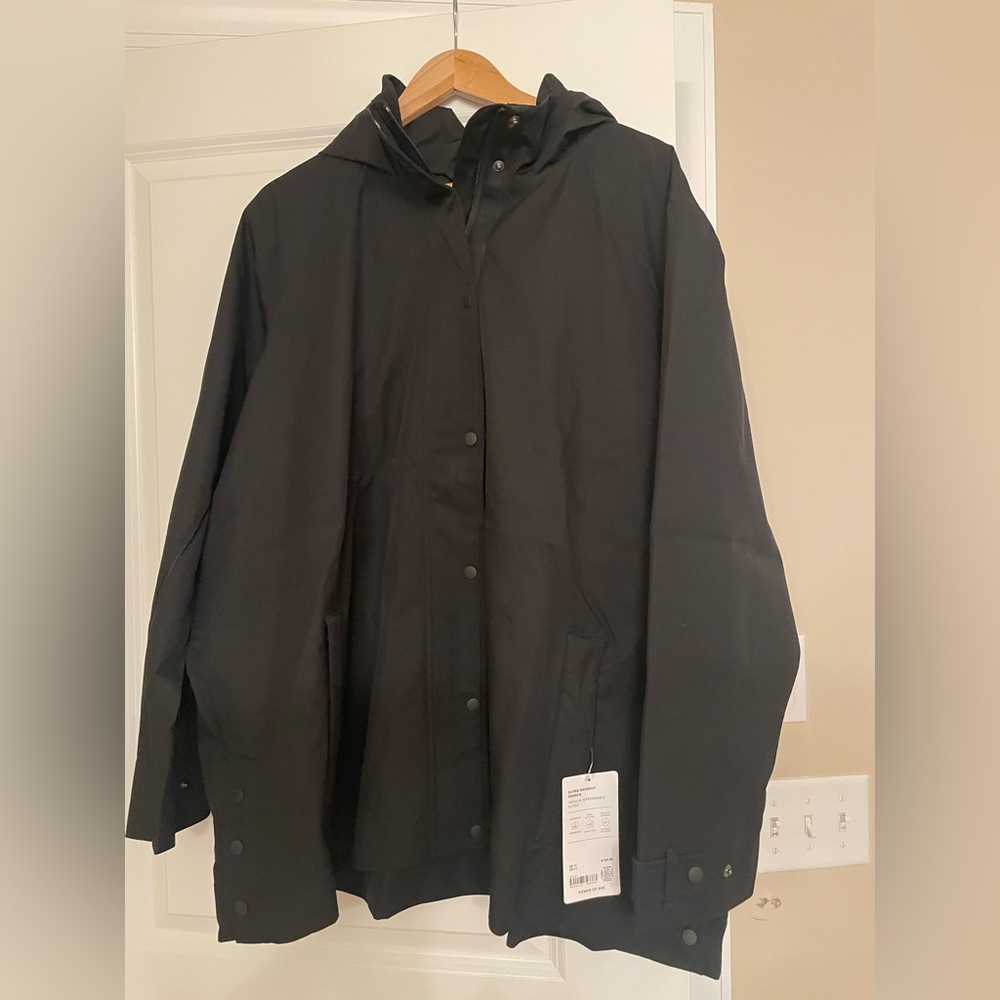 Athleta hooded Black Trench Coat Water-Proof 3x NWT - Picture 5 of 8